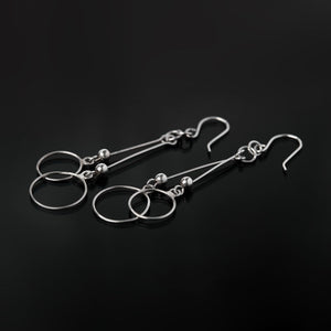 Double loop hanging earrings