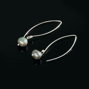 Hanging Green Pearl Earrings